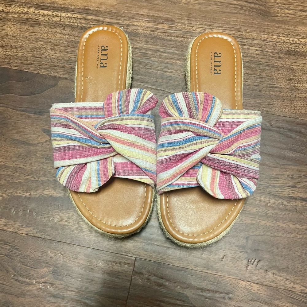 a.n.a Pink and Blue Bow Sandals
